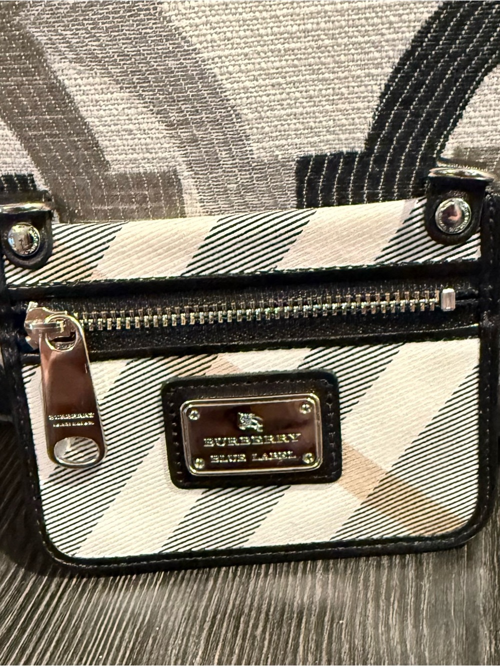Burberry Beige Check Canvas Crossbody Bag. NWOT